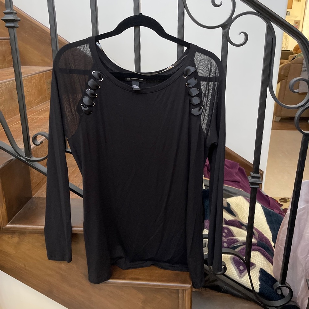 INC International concepts black long sleeve top